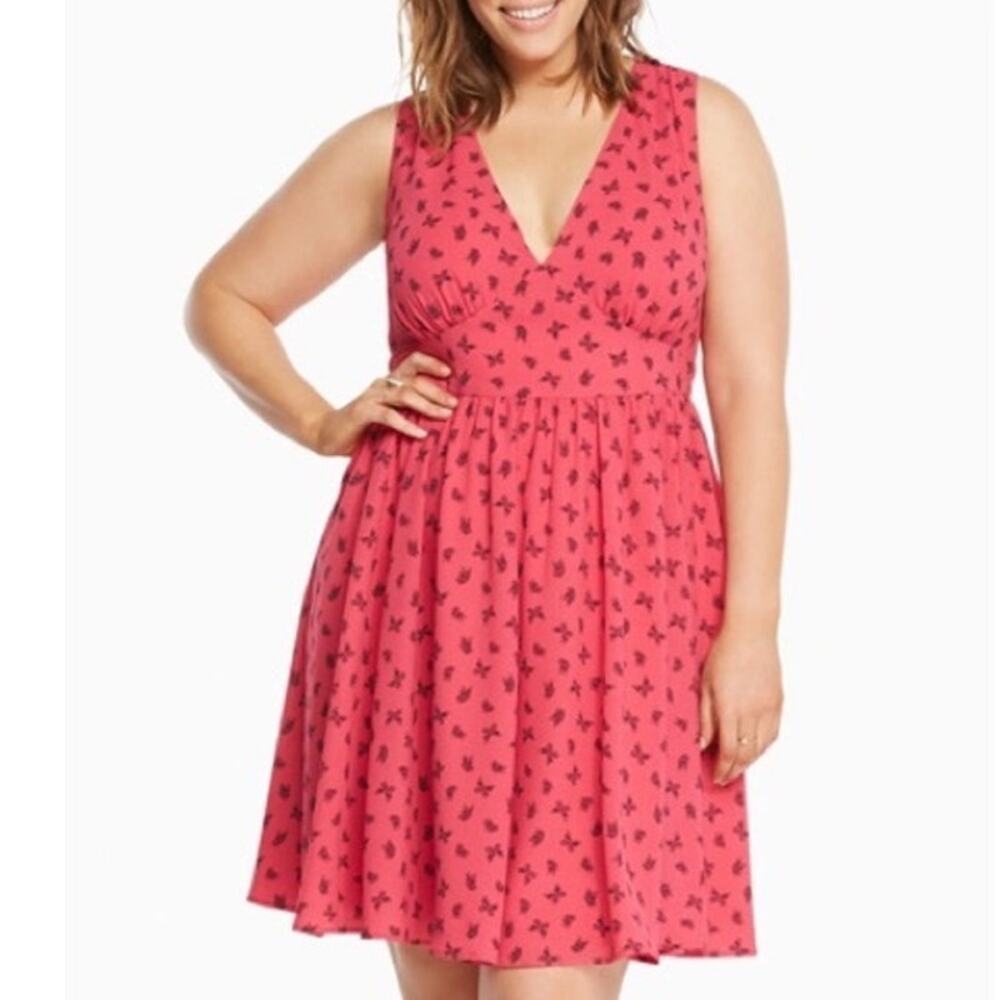 Torrid Hot Pink Butterfly Skater Dress Womens Size 18 Fit & Flare Sleeveless 2X